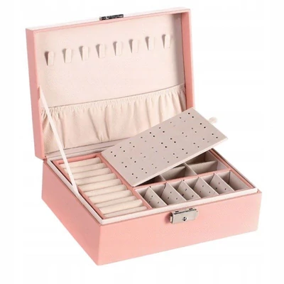 Ékszertartó doboz - 2 szintes - rózsaszín