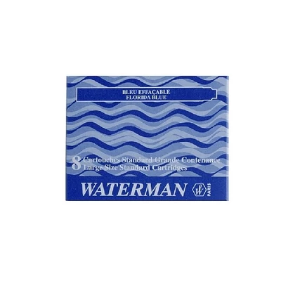 Waterman töltőtoll utántöltő tintapatron, hosszú, standard, Serenity, kék, 8 db